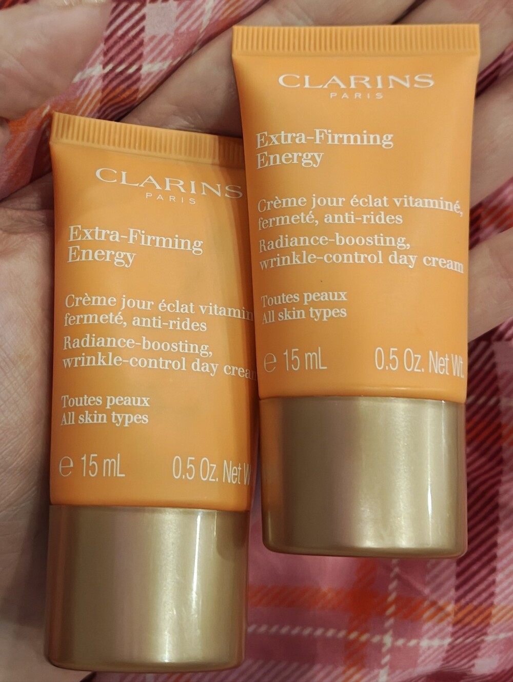 New Clarins Extra Firming Energy Day Cream Wrinkle Control Radiance Boost 2x15ml